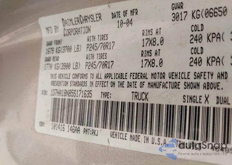 2005 Dodge Ram 1500 Slt/Laramie from USA, damaged, VIN 1D7HA18N85S171635